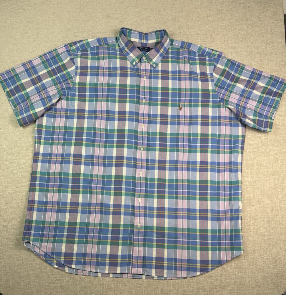 Polo Ralph Lauren Shirt Men’s 3XLT Tall Plaid Cotton Short Sleeve Button Down